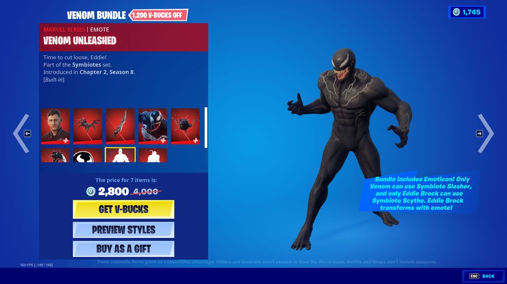Transformable Eddie Brock/Venom outfit now available in Fortnite