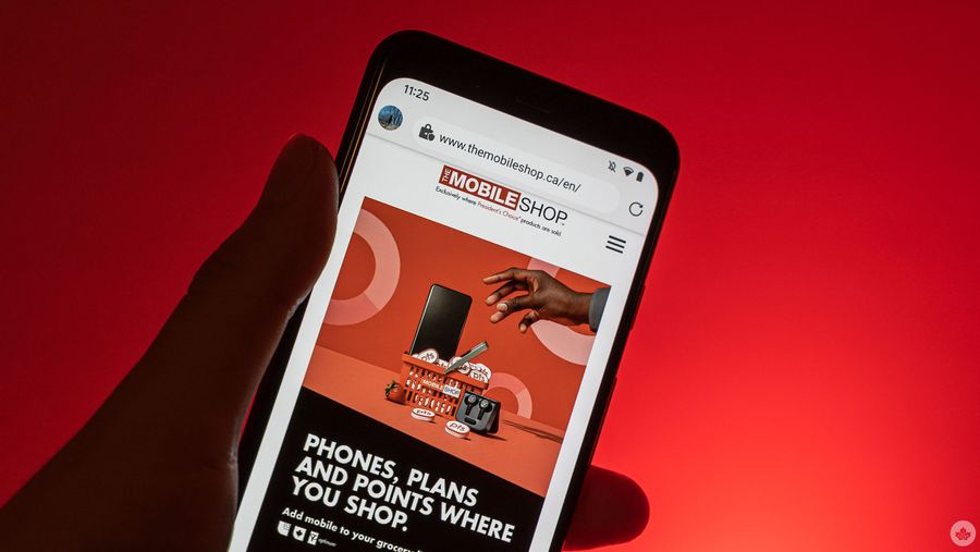 The Mobile Shop website on a phone