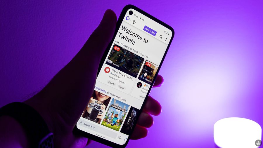 Twitch website on Android phone