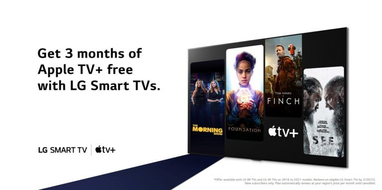 4K and 8K LG TV users can get three months of Apple TV+ for free