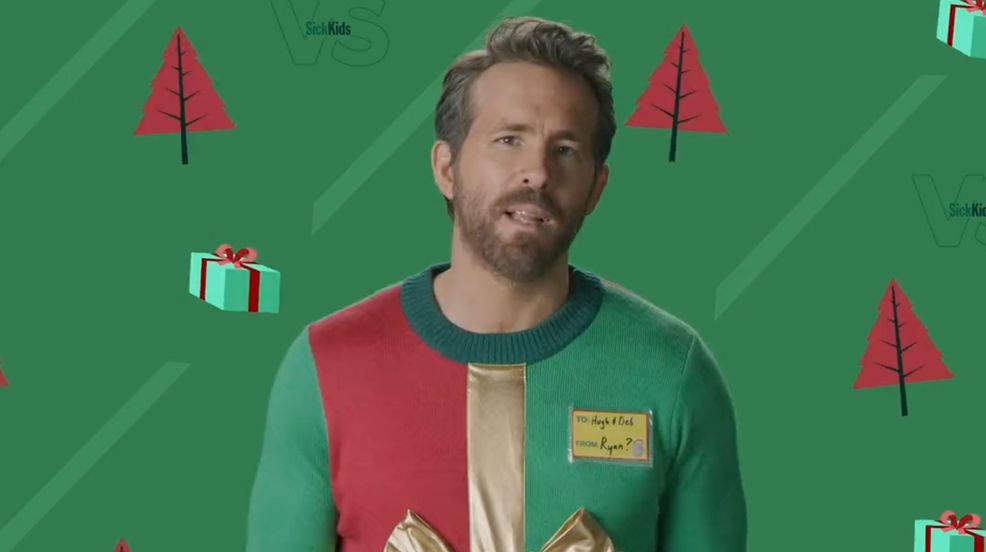 Ryan Reynolds brings back holiday sweater campaign for SickKids
