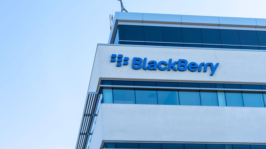 BlackBerry wordmark on a building