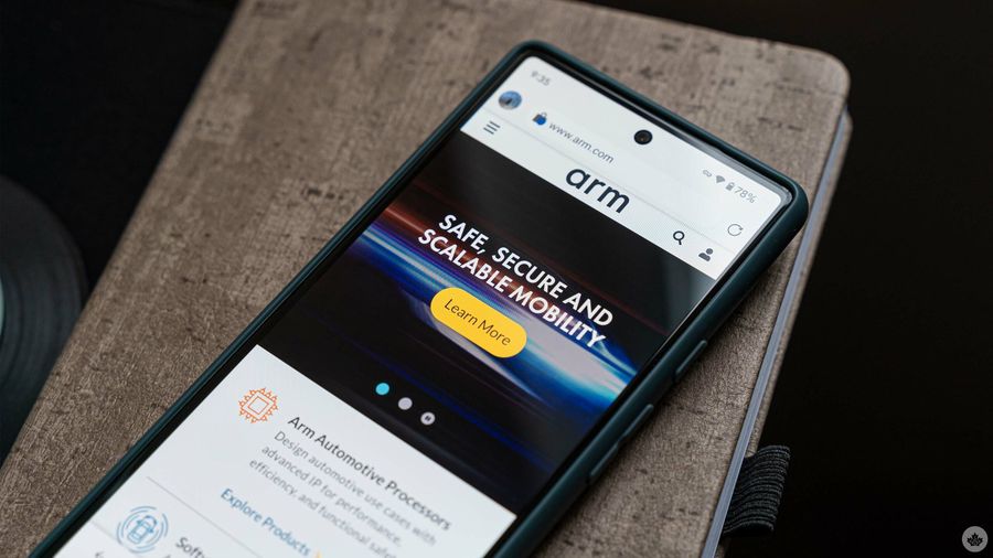 Arm website on a smartphone