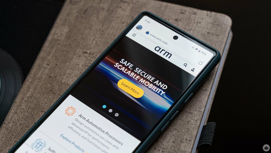Arm website on a smartphone