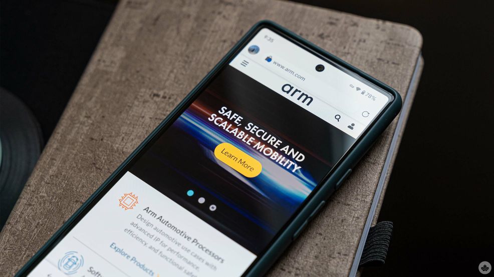Arm website on a smartphone