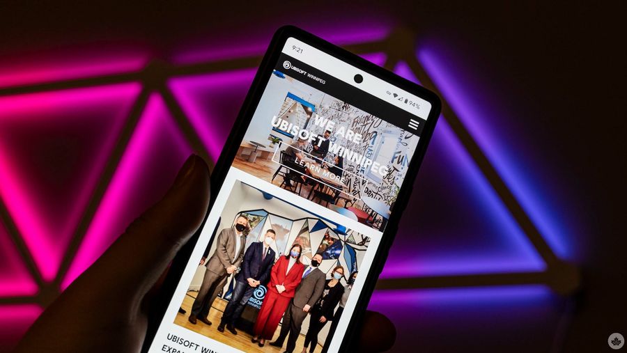 Ubisoft Winnipeg website on a smartphone