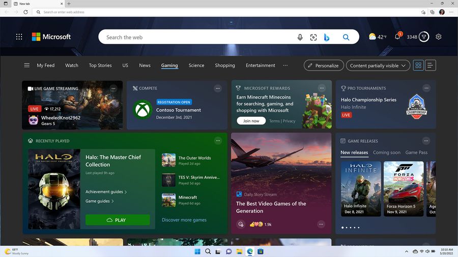 Microsoft Edge browser gaming
