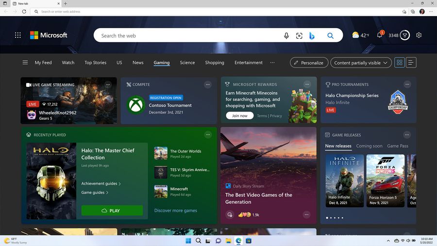 Microsoft Edge browser gaming