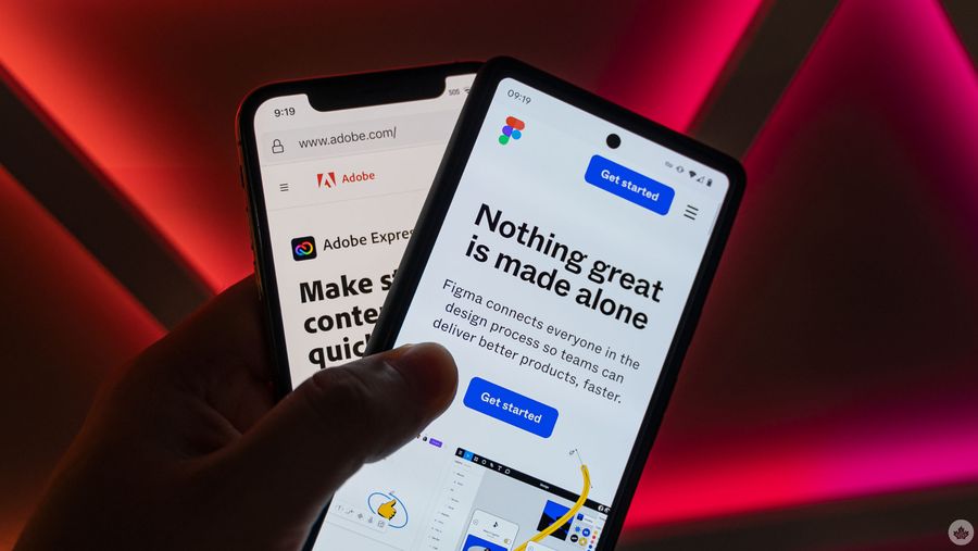 Adobe and Figma websites on smartphones