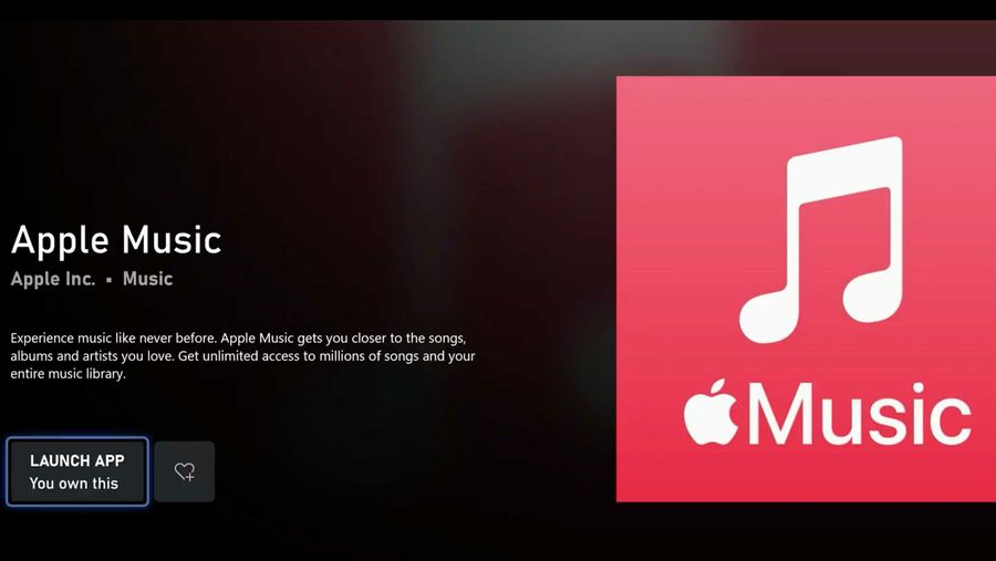 Apple Music app on Xbox