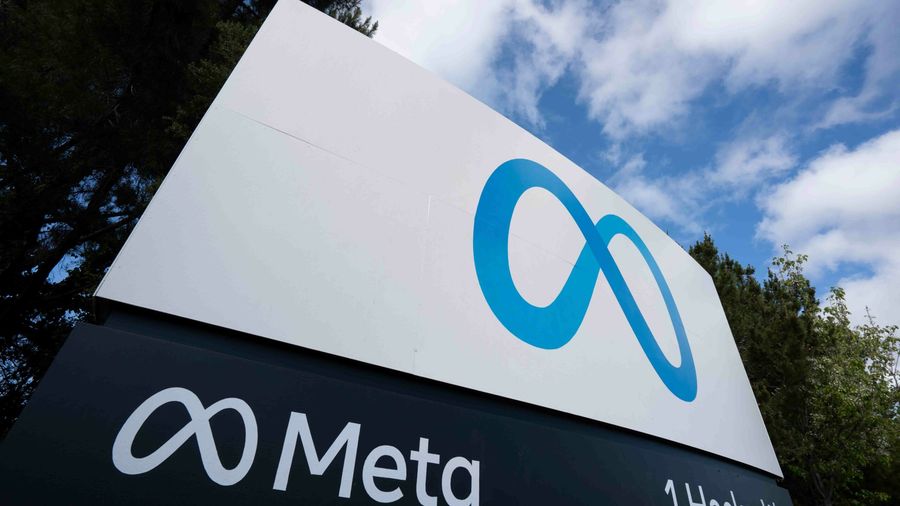 Meta logo on sign