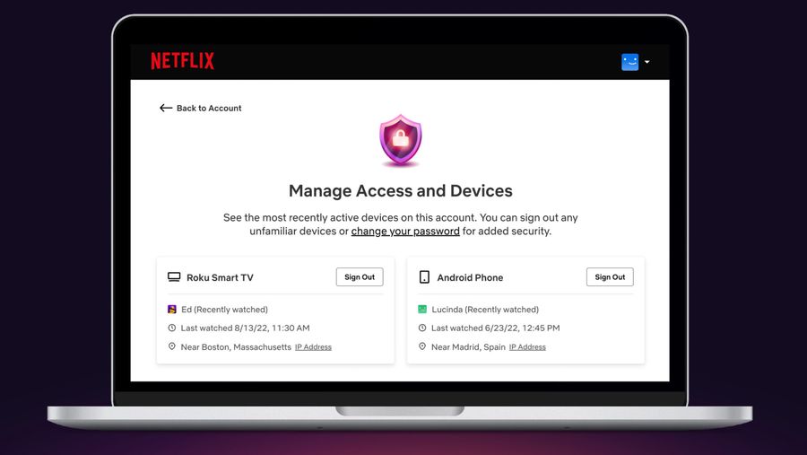 Manage Access and Devices Netflix feature