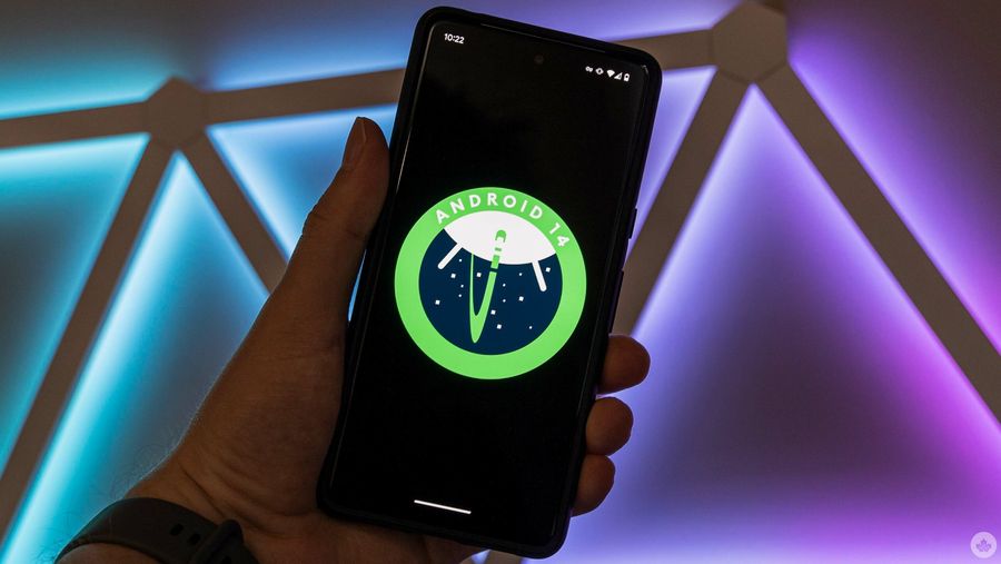 Android 14 logo on Pixel 7