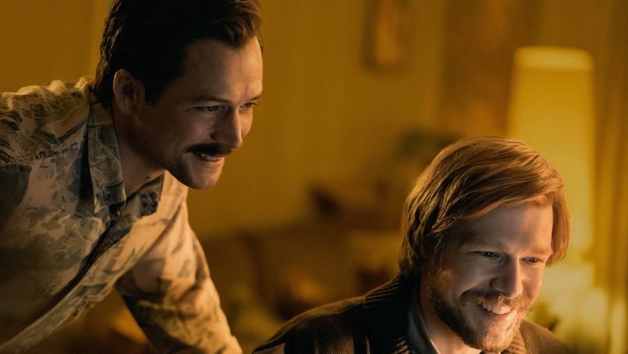Taron Egerton and Nikita Efremov in the Tetris movie