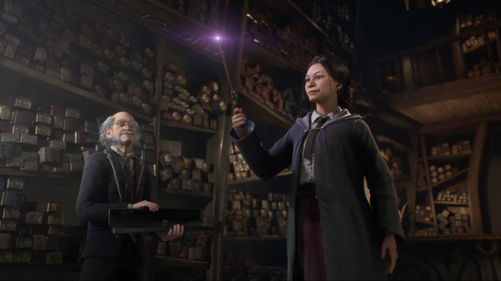 Hogwarts Legacy trying out wand