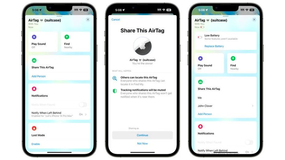 iOS 17 introduces AirTag sharing, ending pesky alerts