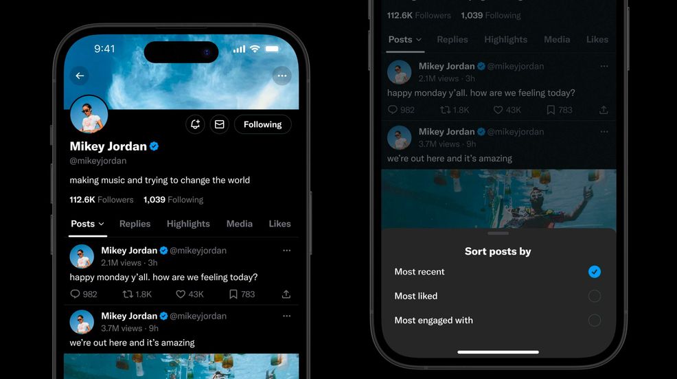 X (Twitter) will soon let you sort user posts by engagement and likes