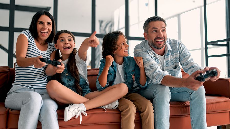 Family playing games