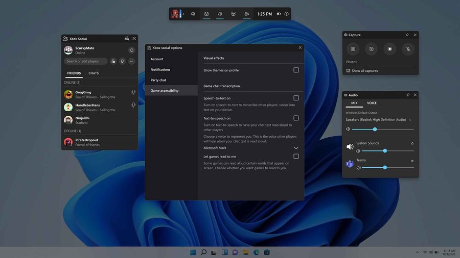 Xbox accessibility features game bar on PC