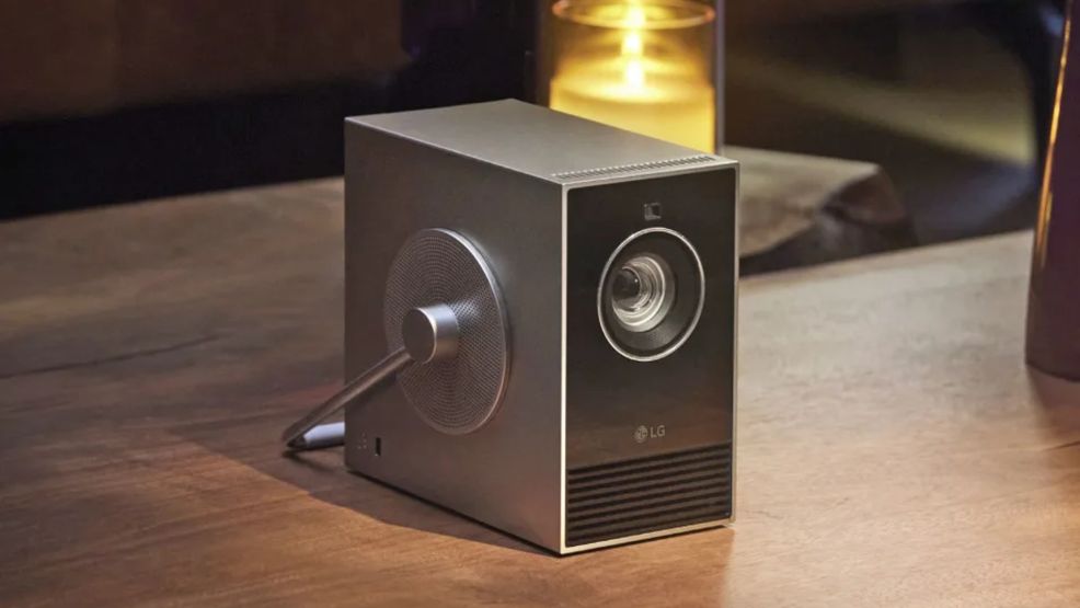 LG’s new CineBeam Qube is a three-pound 4K projector with a handle