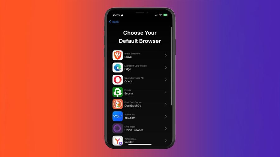 Browser choice screen in iOS in the EU.