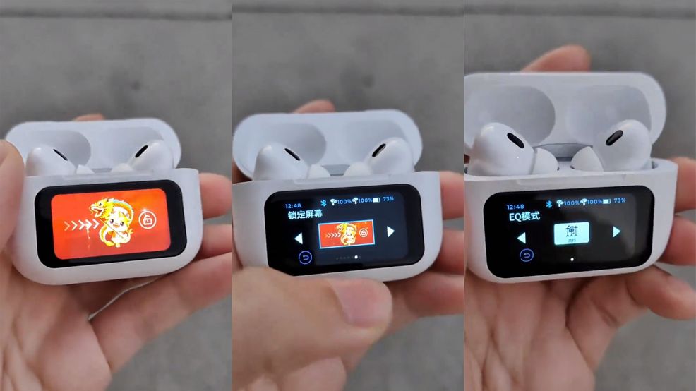 Counterfeit AirPods with a screen.