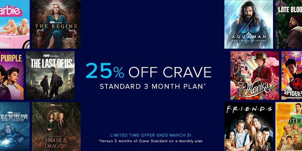 Crave is 25 percent off a standard three-month plan right now