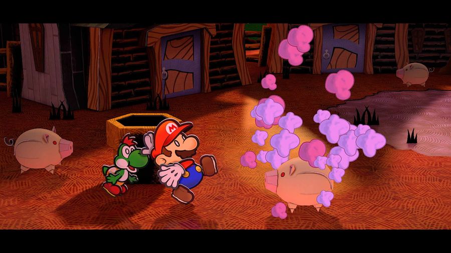 Paper Mario The Thousand Year Door Yoshi and Mario react to pig