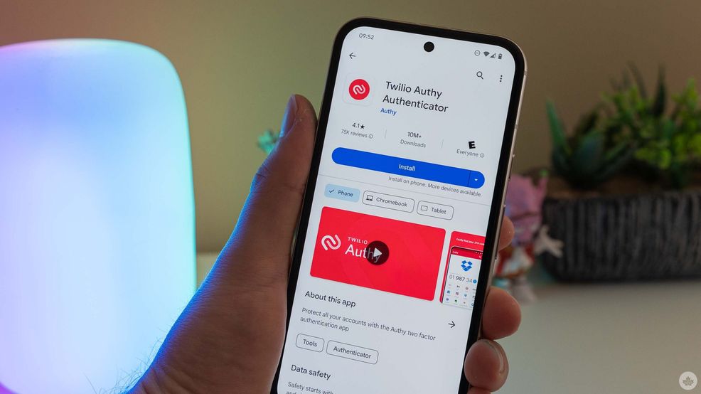 Twilio's Authy app on the Play Store.