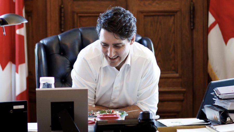 Justin Trudeau at desk