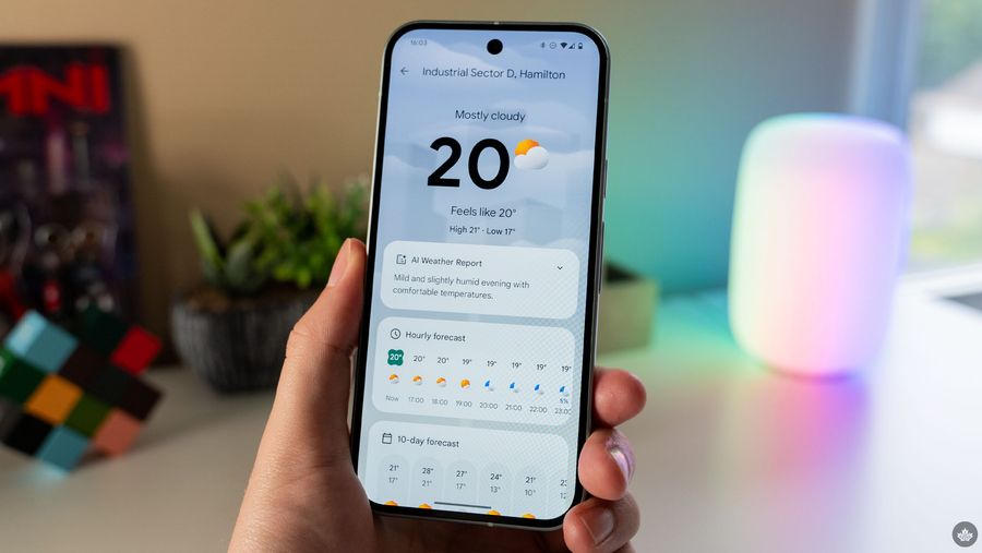 Weather app on Pixel 9.