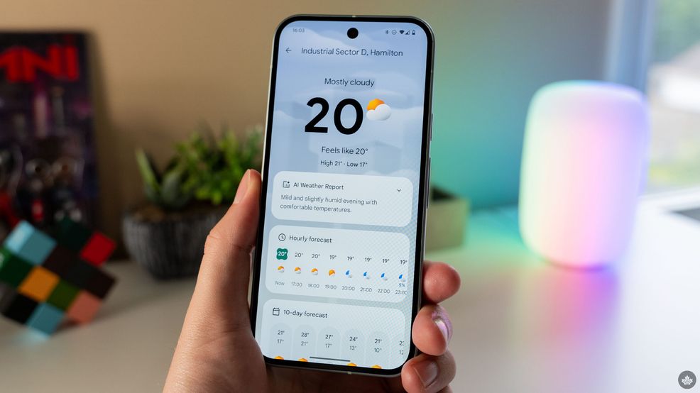 Weather app on Pixel 9.