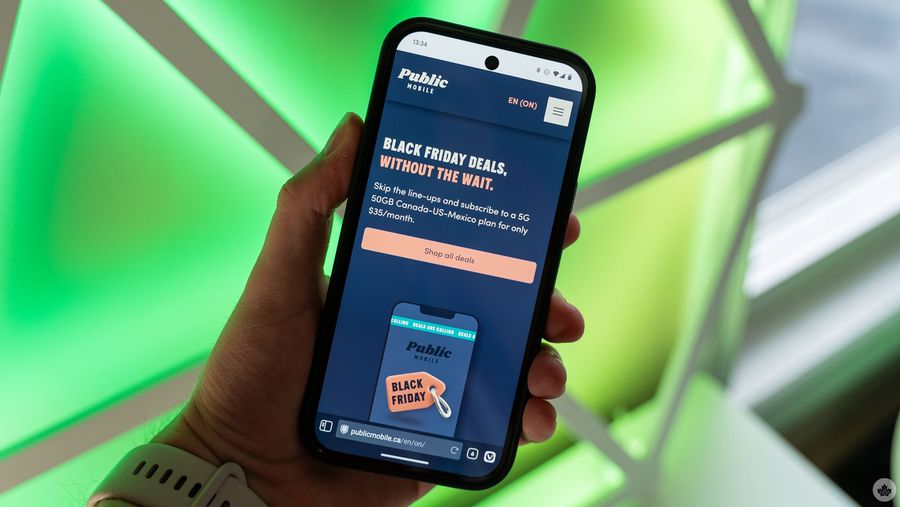 Public Mobile website on a smartphone.