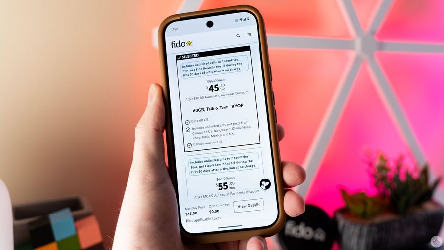 Fido plans with U.S. roaming.