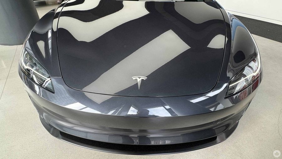 Tesla Logo on a car hood