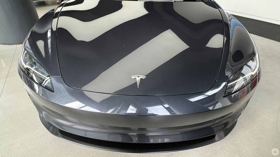 Tesla Logo on a car hood