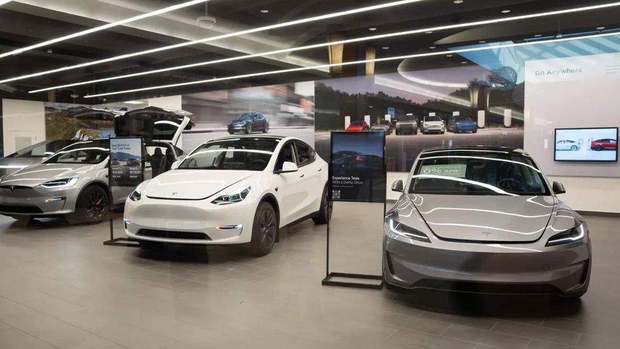 A set of Tesla cars at the Hamilton showroom when it opened