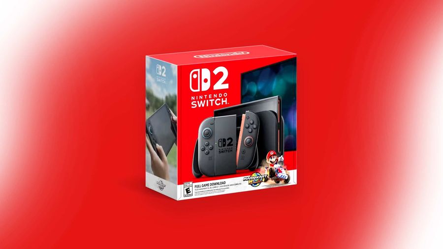 Nintendo Switch 2 box with Mario Kart World included