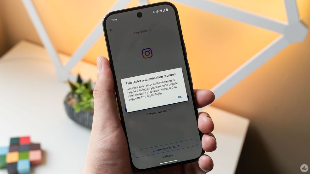 Instagram's 2FA login error.