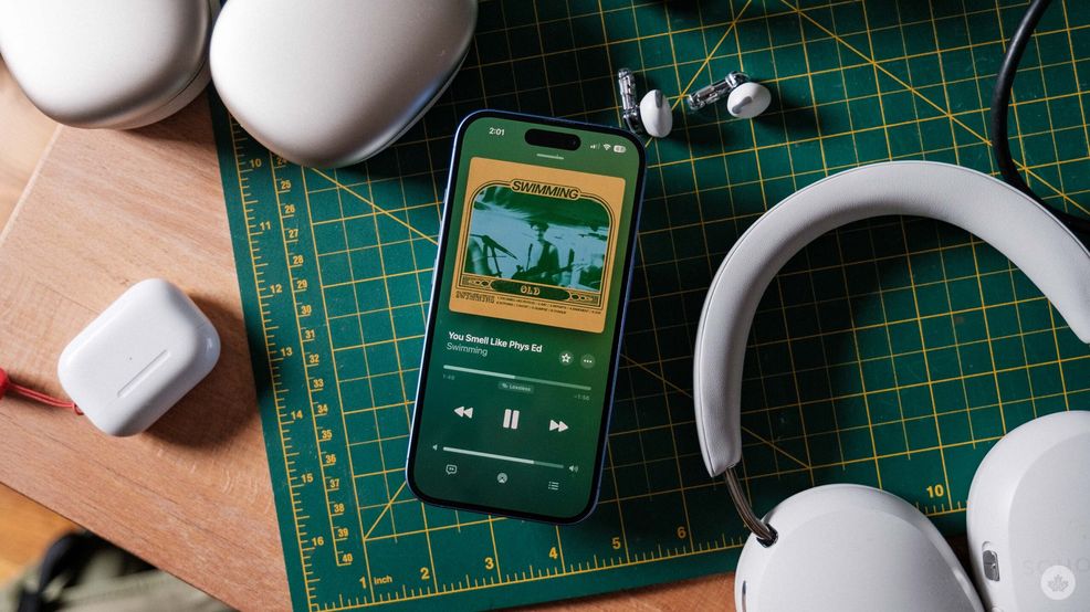 A phone playing Canadian music on a table