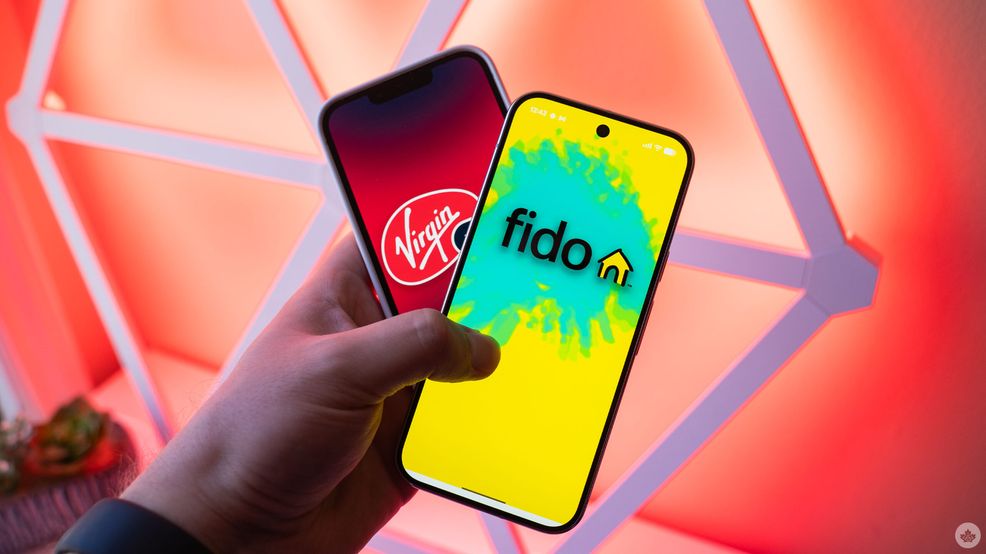 Fido and Virgin Plus logos on smartphones
