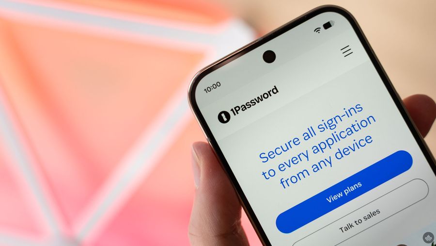 1Password website on a smart phone.