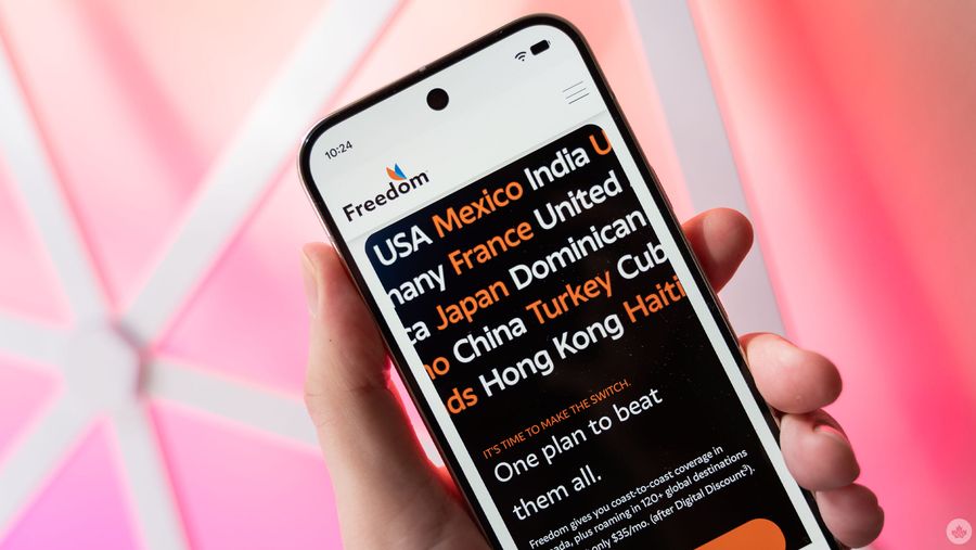 Freedom Mobile website on a smartphone.