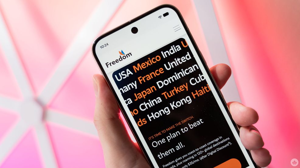 Freedom Mobile website on a smartphone.
