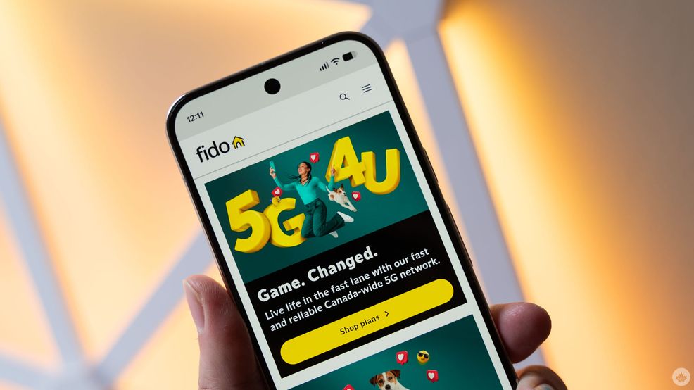 Fido's website showing 5G.
