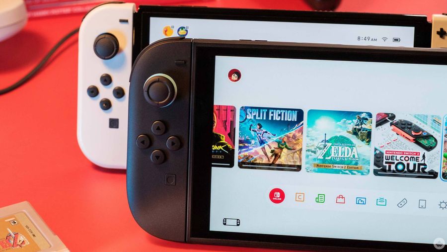 Nintendo Switch 2 and Switch OLED.