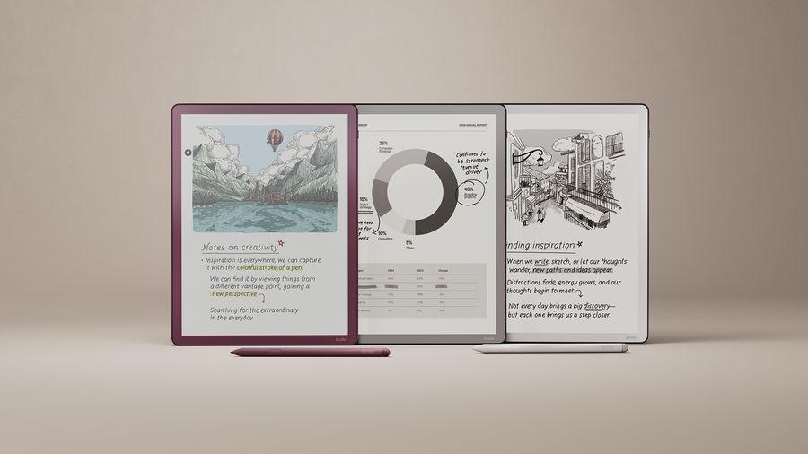 new Kindle Scribe lineup on a beige background