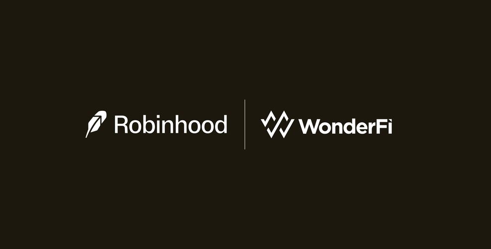 Robinhood and WonderFi logos on a black background
