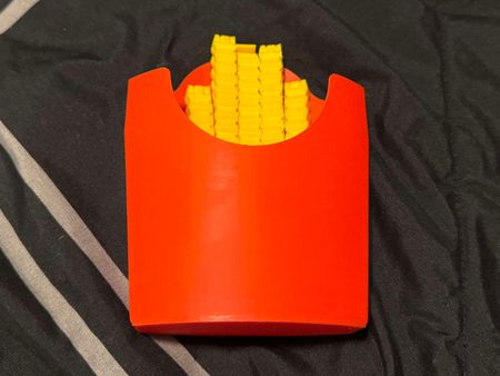 3D designed food bag clips in the shape of a McDonalds fry bag.